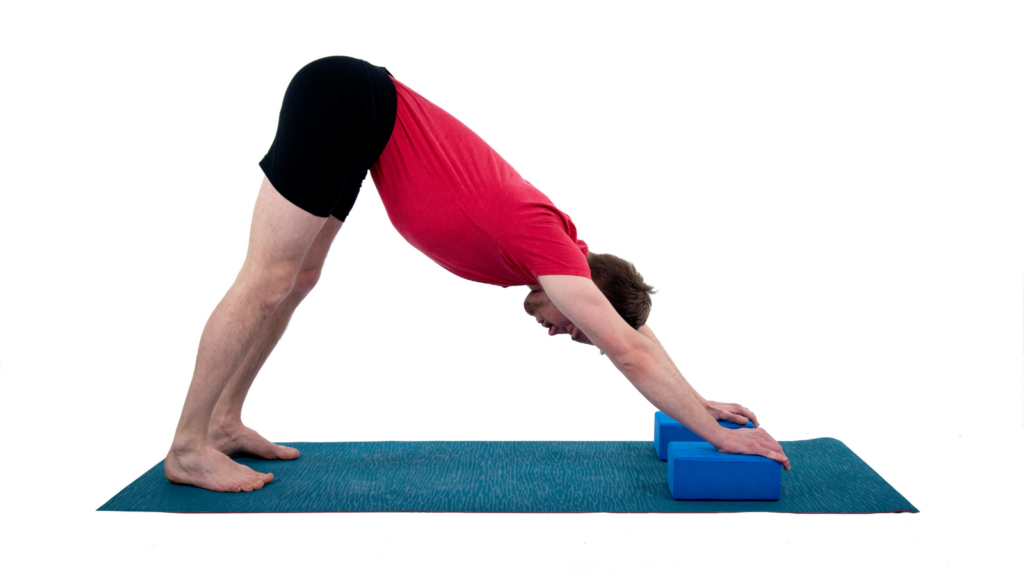 Downward Facing Dog with yoga blocks